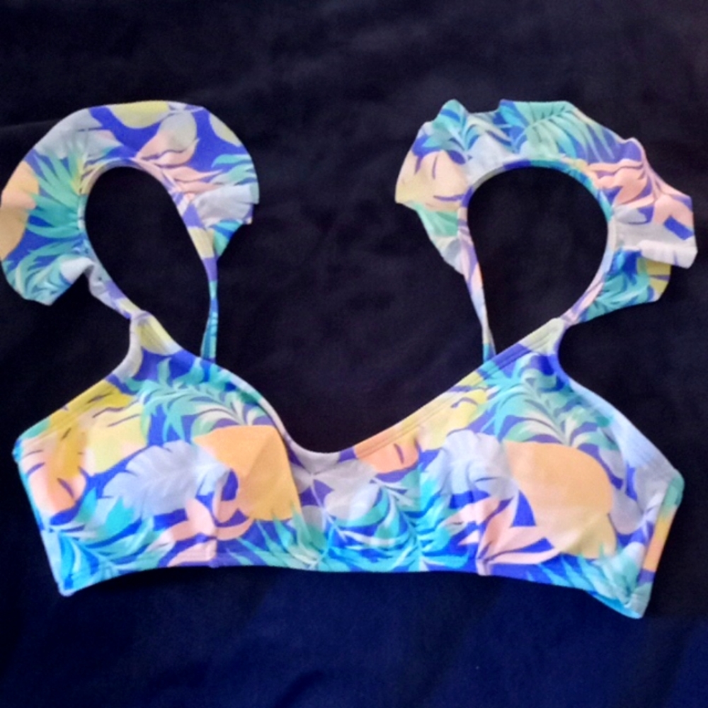 Tropical print bathing suit top